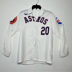 Astros Unisex  MLB Long Sleeves White Button Down Shirt